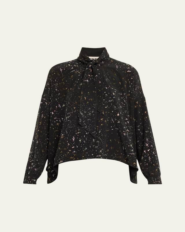 Meteor Shower Embellished Scarf Blous